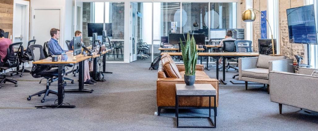 People working in a flexible workspace